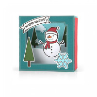 shadow box card scene - christmas snowman