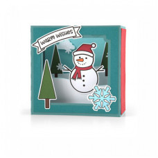 shadow box card scene - christmas snowman