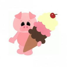 pig out eating ice cream cone