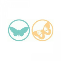 set of 2 round butterfly icons set of 2 round butterfly icons