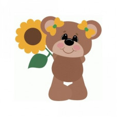 fall girl bear holding sunflower