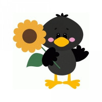 crow holding sunflower fall crow holding sunflower fall