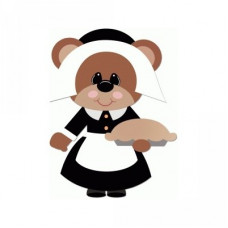 pilgrim girl bear holding pie