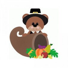 pilgrim bear with cornucopia thanksgiving