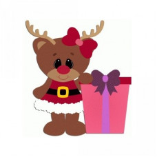 girl reindeer standing with gift christmas