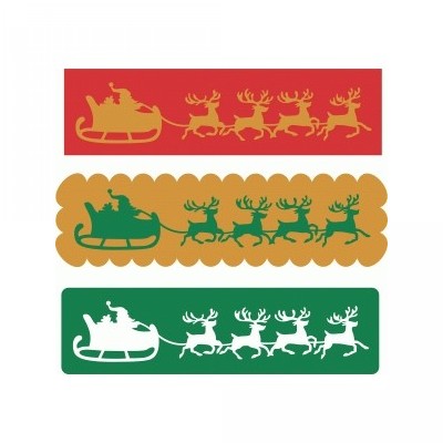 set frames santa claus sleigh