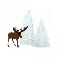 3d moose and fir trees