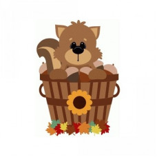 squirrel in basket of acorns fall