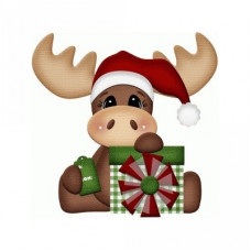 christmas moose with present print & cut