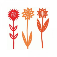 three tall sunflowers