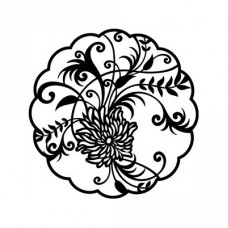 abstract swirls and flower scalloped circle