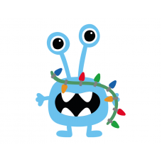 Little monster and Christmas lights