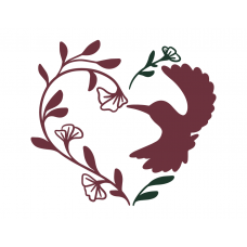 Floral heart and bird